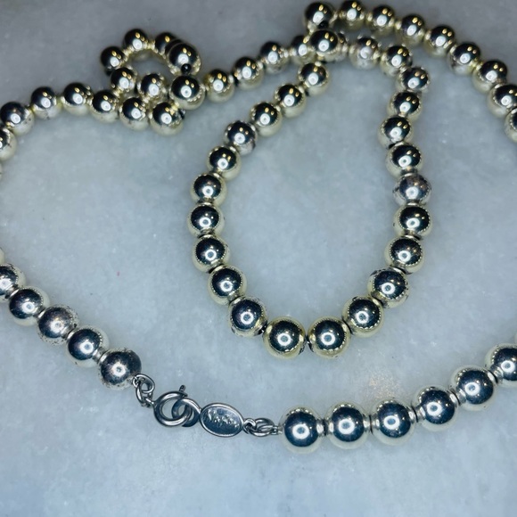 Napier Silver Beaded Necklace 24” Long B1449 - Picture 1 of 2
